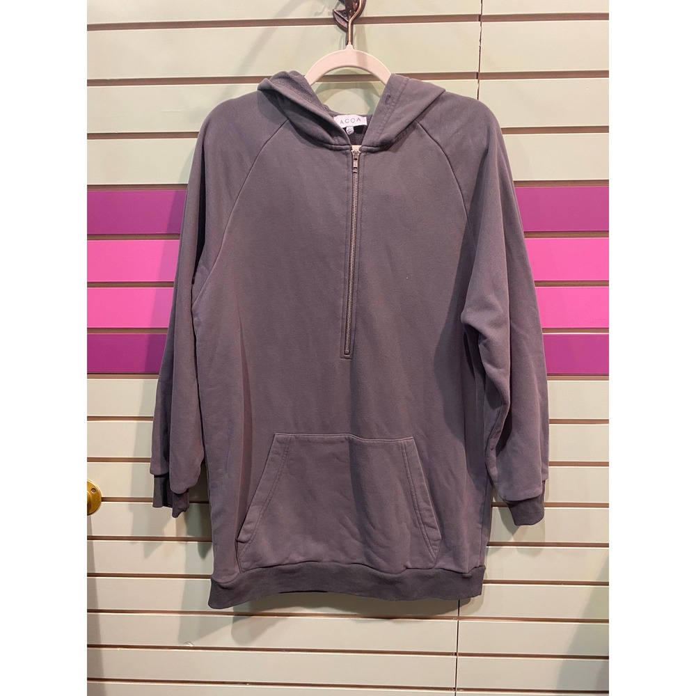ACOA Gray Quarter Zip Hoodie Sweatshirt Top Size M